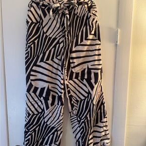 Anthropologie Black and White Patterned Wide Leg Pants